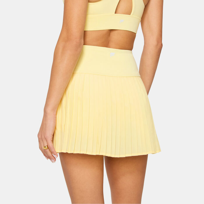 Fabletics Women's Hot Shot Pleated Mini Skirt Beige image number 1