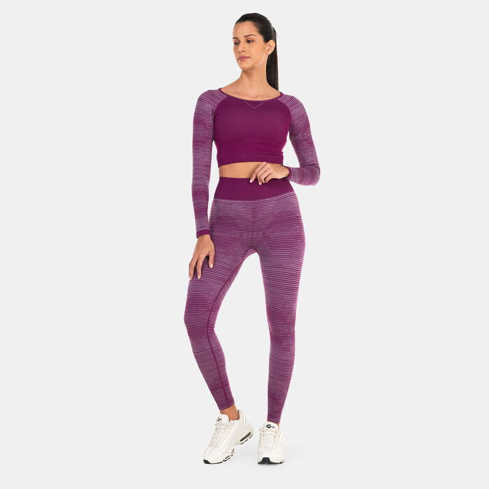 SQUATWOLF Women's Infinity Stripe Seamless Crop Top Purple image number 2