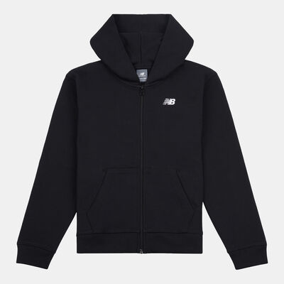 New Balance Kids' French Terry Small Logo Full-Zip Hoodie Black