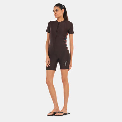 COEGA Women's One-Piece SlimKini Shorts Brown
