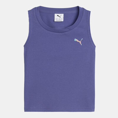 PUMA Kids' Butterfly Vibe Ribbed Tank Top Blue