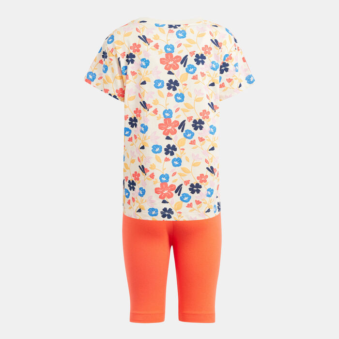adidas Originals Kids' Floral T-Shirt and Bike Shorts Set (Younger Kids) Multi image number 1