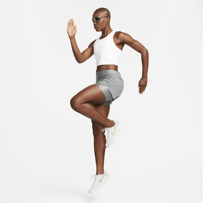 Nike Women's Dri-FIT Swift Mid-Rise 2-in-1 Running Shorts Grey image number 7