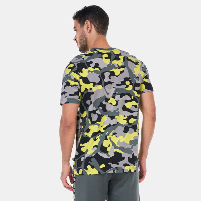 PUMA Men's ESS+ Camo Allover Print T-Shirt Yellow image number 1