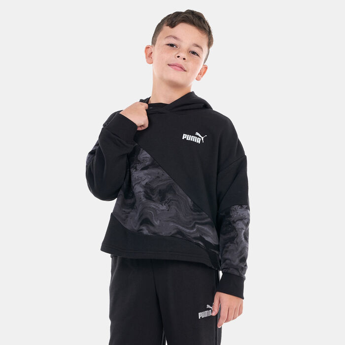 PUMA Kids' POWER Marbleized Pullover Hoodie Black image number 0
