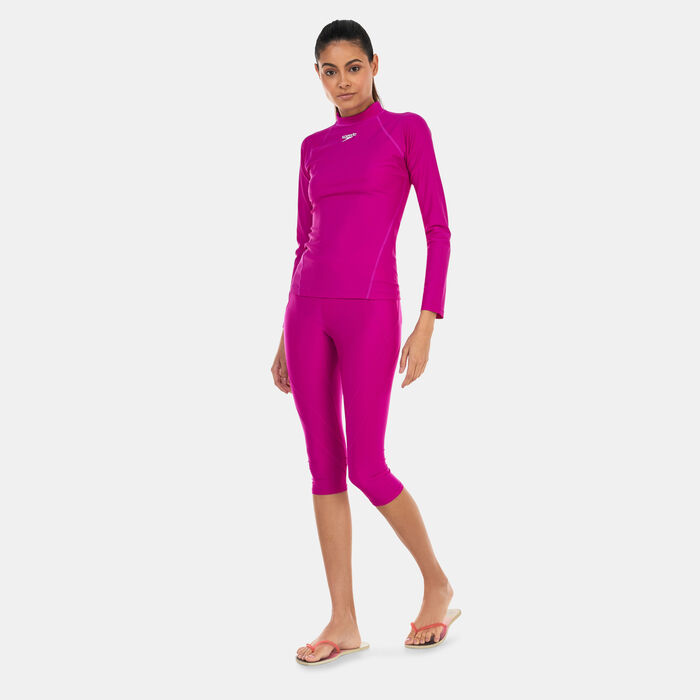 Speedo Women's 3/4 Swimming Leggings Purple image number 2