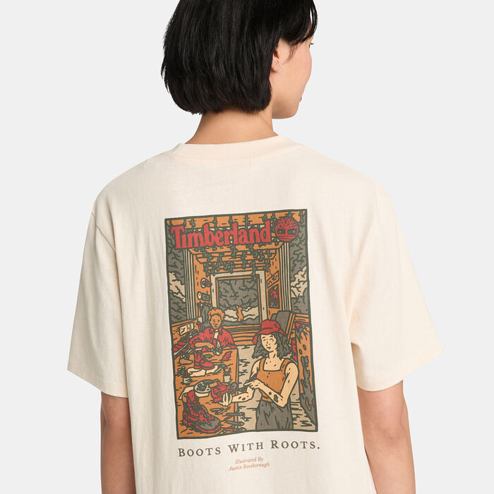 Timberland Men's Washed Boot Lab Graphic T-Shirt White image number 3