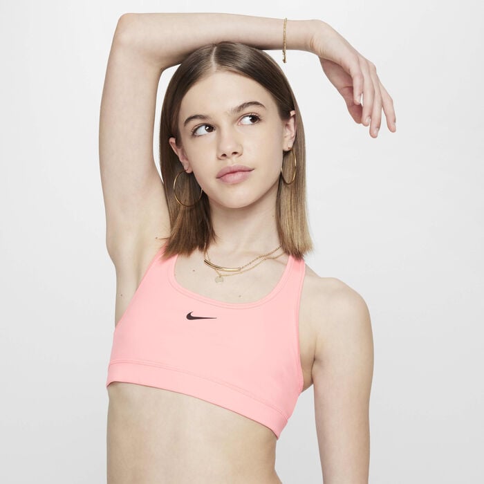Nike Kids' Swoosh Medium-Support Sports Bra Pink image number 0