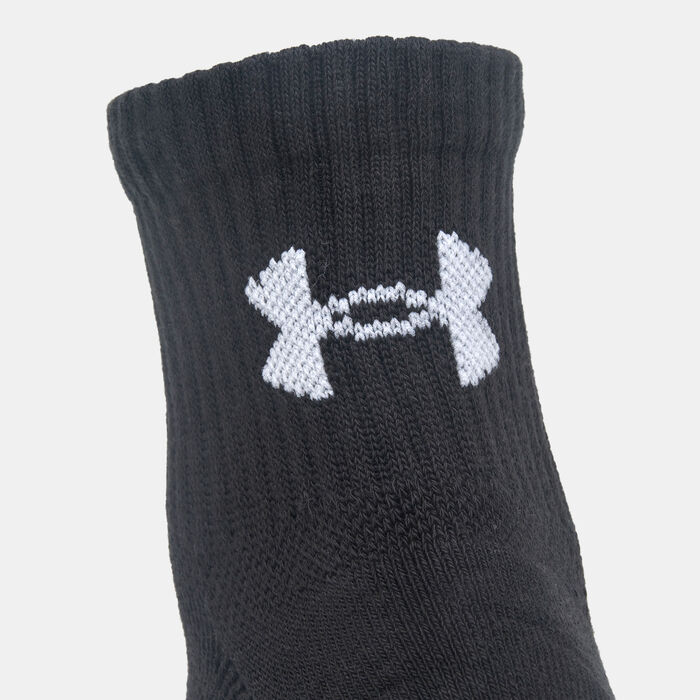 Under Armour Training Cotton Quarter-Crew Socks (3 Pairs) Black image number 3