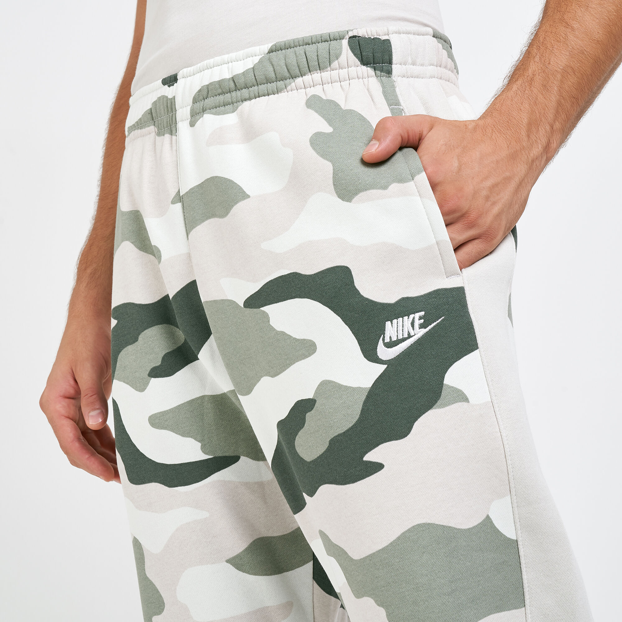 men's club fleece camo shorts