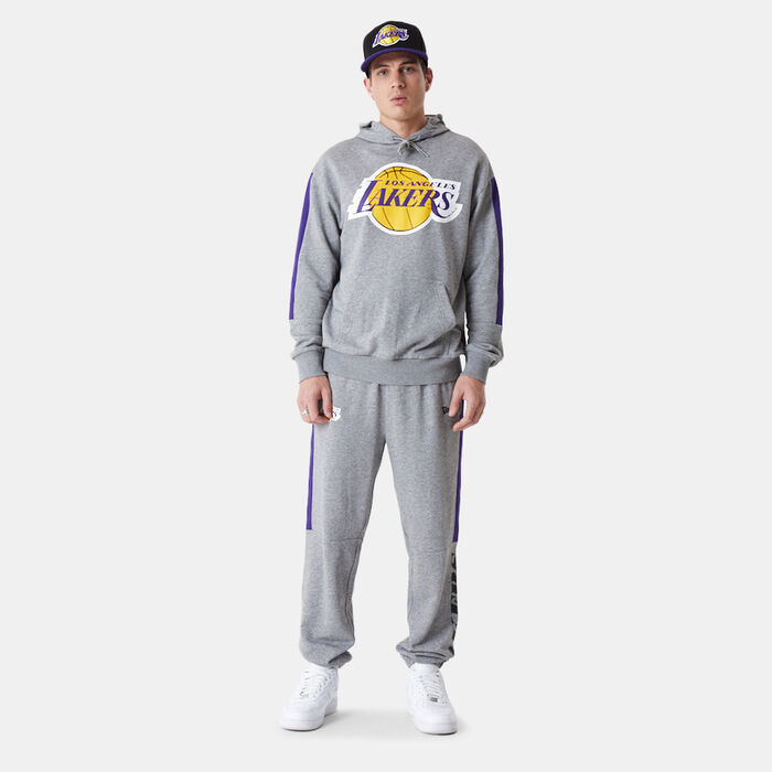 New Era Men's Los Angeles Lakers NBA Colour-Block Pullover Hoodie Grey image number 2