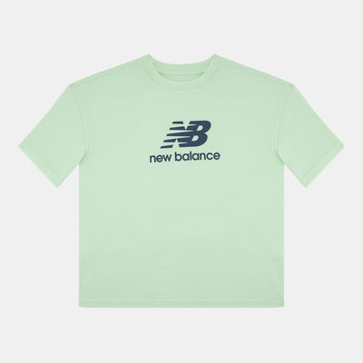 New Balance Kids' Stacked Logo T-Shirt and Bike Shorts Set Green