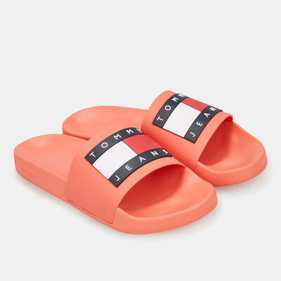 Tommy Hilfiger Women's Jeans Flag Logo Slides Brown