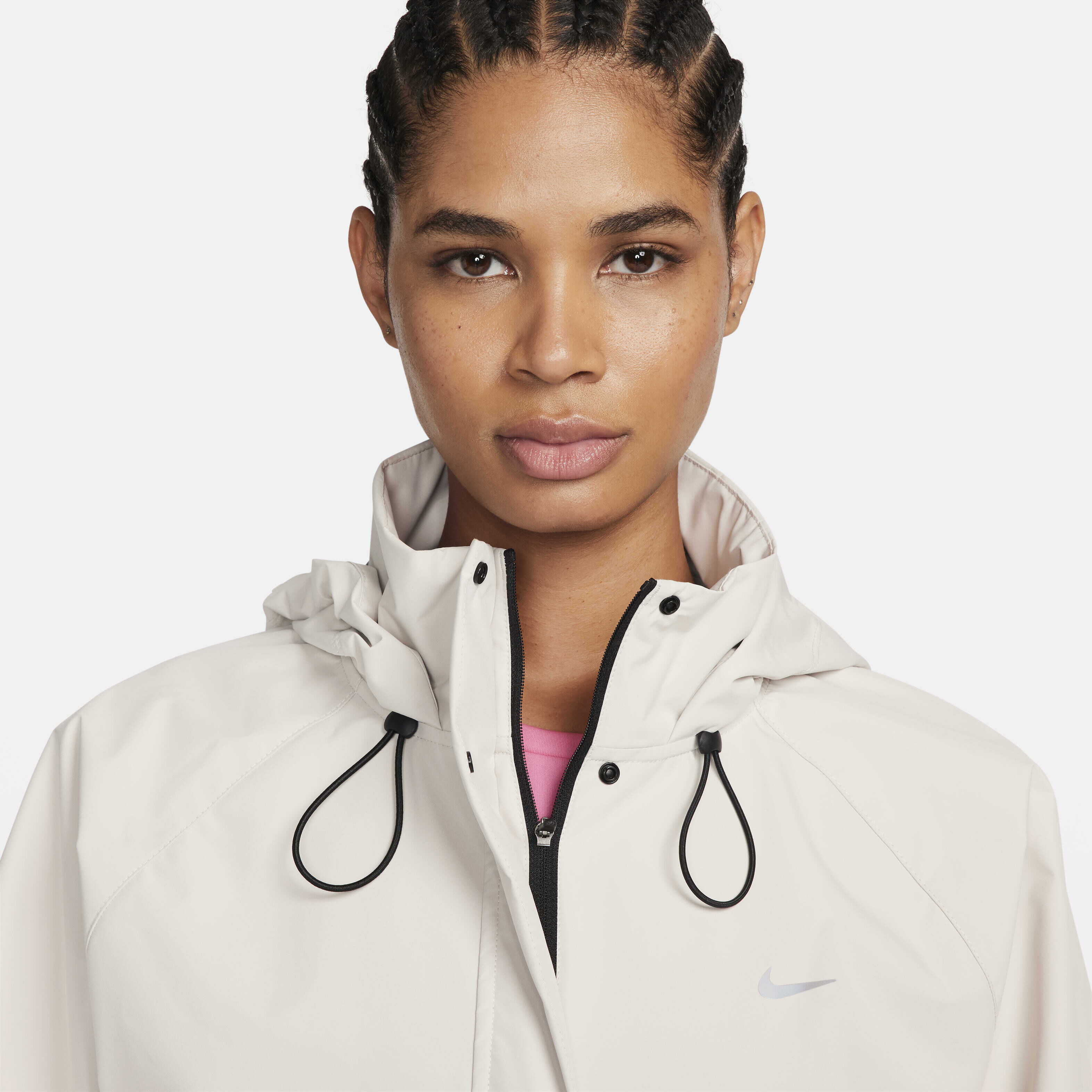 nike windbreaker womens pink and white