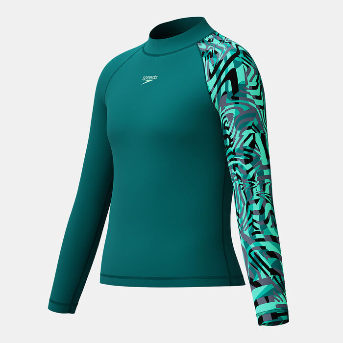 Speedo Kids' Printed Swimming Rashguard Green image number 2