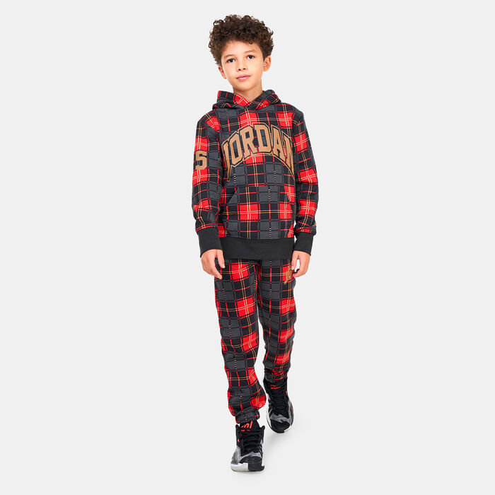Jordan Kids' Essentials Plaid Pullover Hoodie Black image number 2