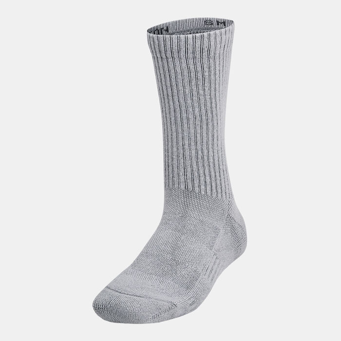 Under Armour Kids' Training Cotton Crew Socks (6 Pairs) Grey image number 2