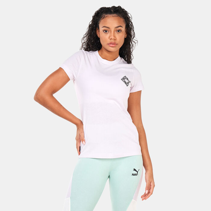 PUMA Women's SWxP Graphic T-Shirt Purple image number 0
