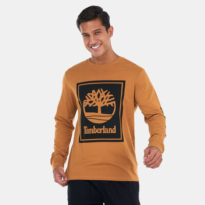 Timberland Men's Logo Long Sleeve T-Shirt Brown