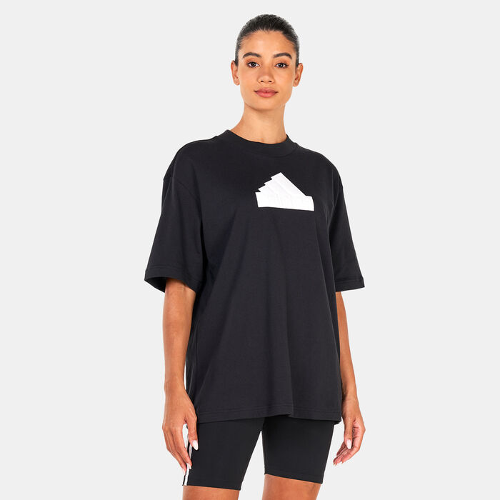 adidas Women's Future Icons Badge Of Sport Boyfriend T-Shirt Black image number 0