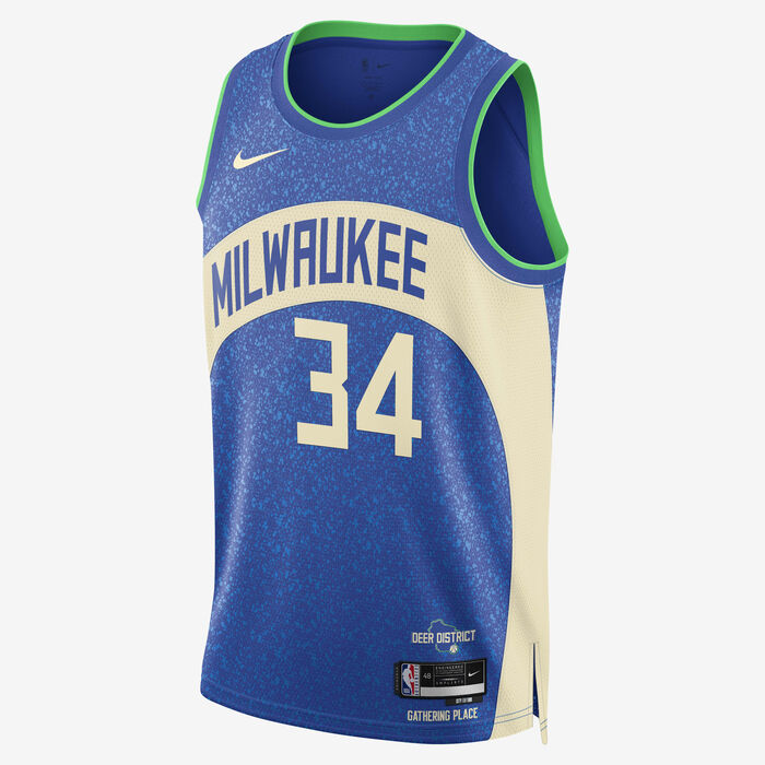 Nike Men's NBA Giannis Antetokounmpo Milwaukee Bucks City Edition 2023/24 Dri-FIT Swingman Jersey Blue image number 0