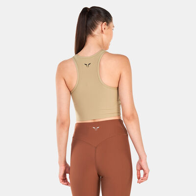 SQUATWOLF Women's Code Ribbed Crop Tank Top Beige