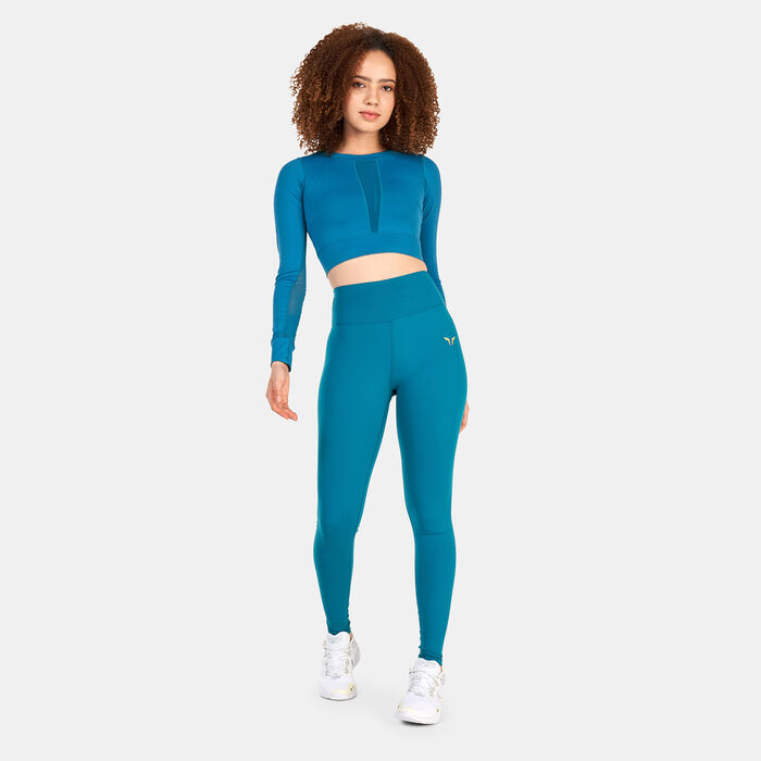 SQUATWOLF Women's Code Power Crop Top Blue image number 2