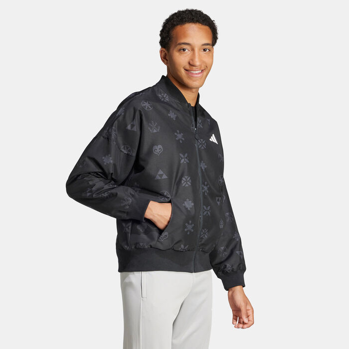 adidas Men's Bloom Sky Print Bomber Jacket Black image number 2