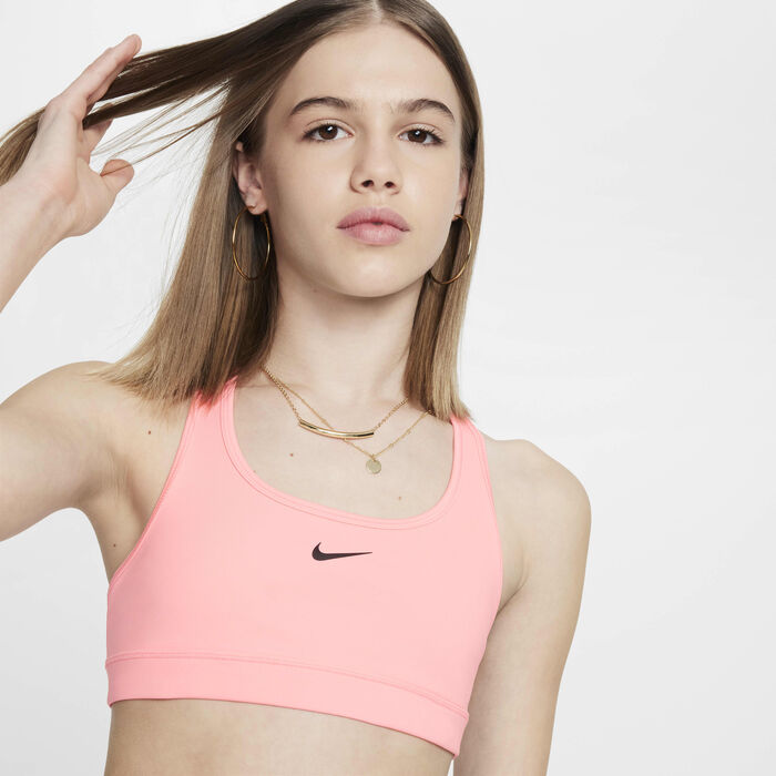 Nike Kids' Swoosh Medium-Support Sports Bra Pink image number 2