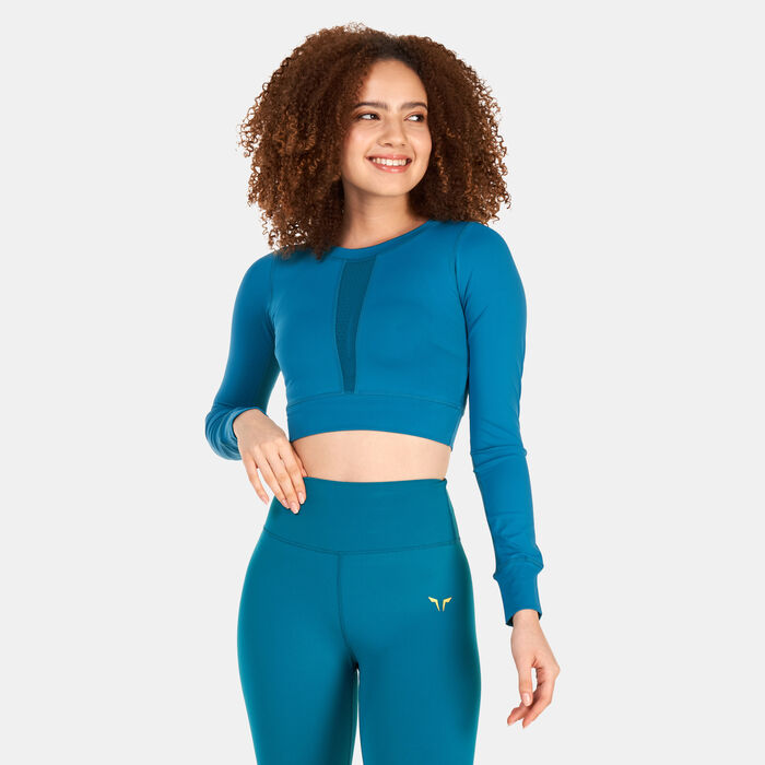 SQUATWOLF Women's Code Power Crop Top Blue image number 0