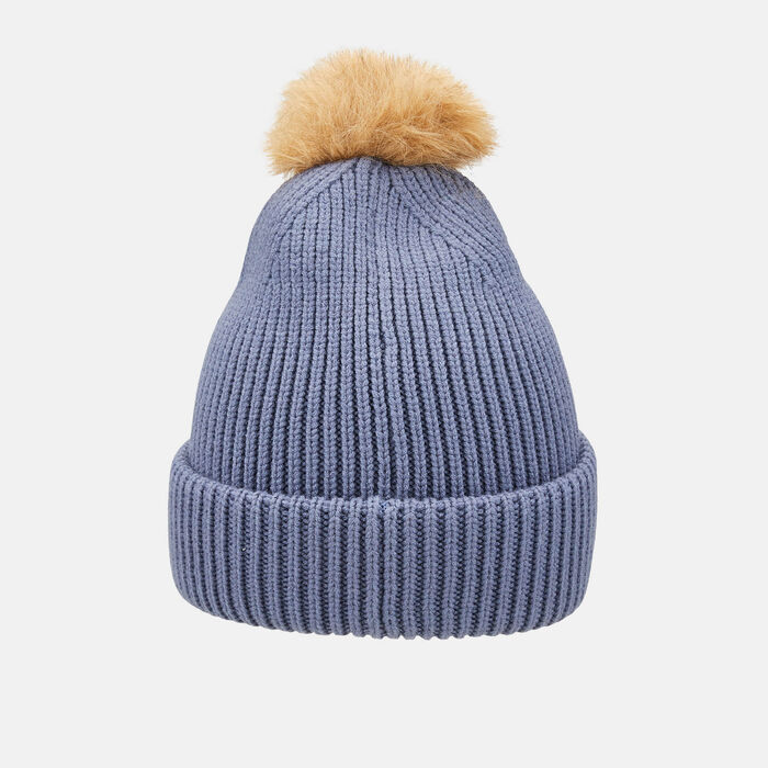 Under Armour Women's ColdGear&reg; Infrared Halftime Ribbed Pom Beanie Purple image number 1