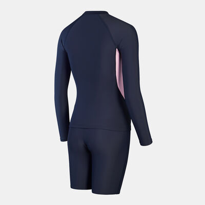 Speedo Women's Rash Top And Jammer Swimming Set Blue