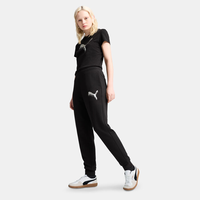 PUMA Women's Essentials Metallic T-Shirt Black image number 2