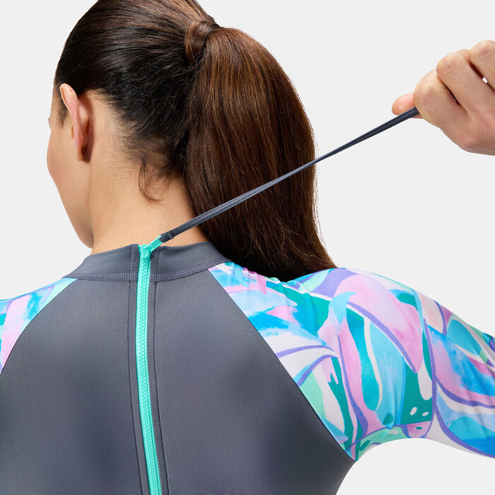 Speedo Women's Long Sleeve Swimming Dress Blue image number 3